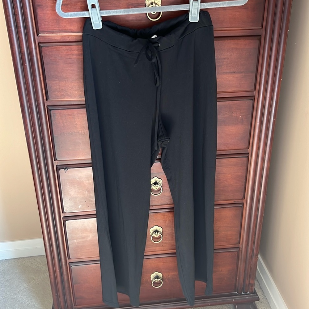Susana Monaco Black Drawstring Knit Cropped Capri Pants Large